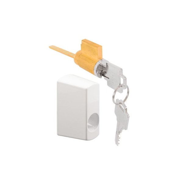 Sliding Door Keyed Locking Unit in White Diecast, 1-3/4 in. Hole Centers (Single Pack)